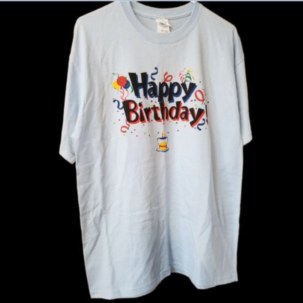 ❤️🛍️Super Closet Clear NWOT "Happy Birthday" 80 EH? Unisex T Shirt  Size L❤️🛍️